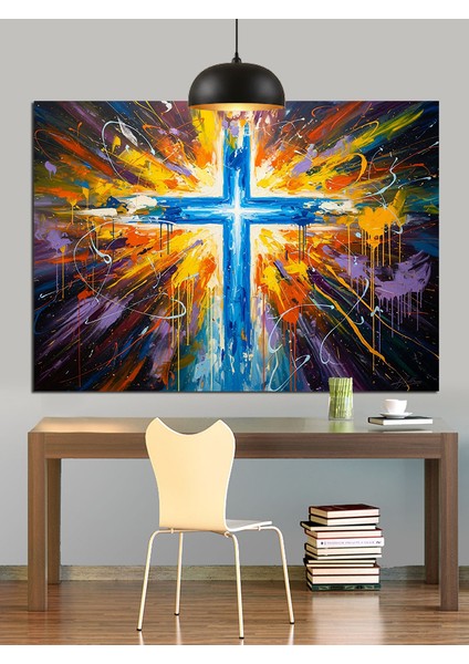 Haç Işık Hristiyan Simgesi Dekoratif Kanvas - Mdf Ahşap Tablo indirimleri