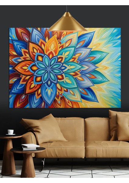 Soyut Çiçek Mandala Desen Dekoratif Kanvas - Mdf Ahşap Tablo modelleri