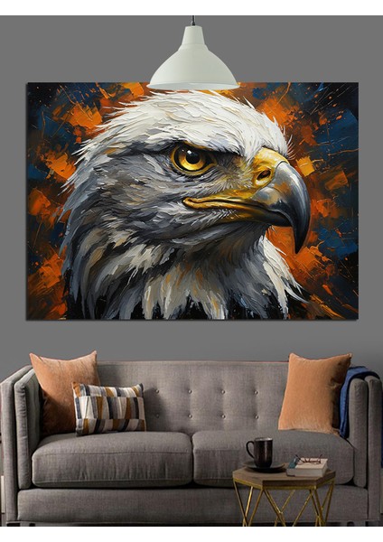 Kel Kartal Avlanıyor Güç Dekoratif Kanvas - Mdf Ahşap Tablo