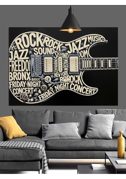 Rock Caz Müzik Afişi Dekoratif Kanvas - Mdf Ahşap Tablo