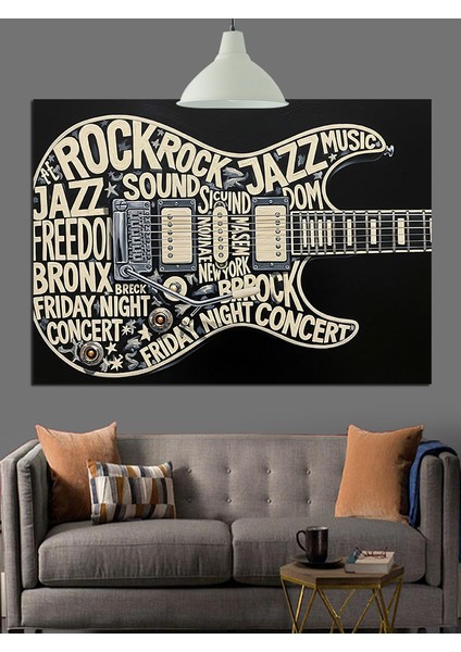 Rock Caz Müzik Afişi Dekoratif Kanvas - Mdf Ahşap Tablo fiyatları