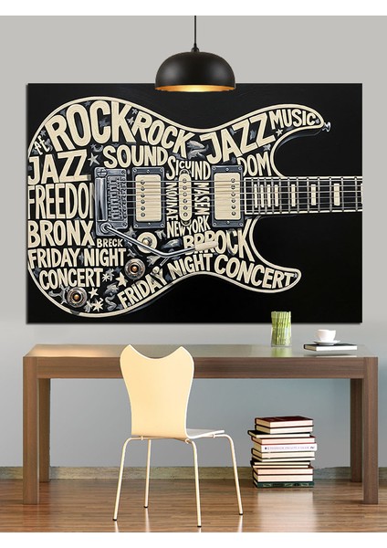 Rock Caz Müzik Afişi Dekoratif Kanvas - Mdf Ahşap Tablo modelleri