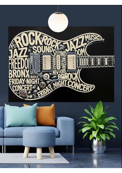 Rock Caz Müzik Afişi Dekoratif Kanvas - Mdf Ahşap Tablo fırsatları
