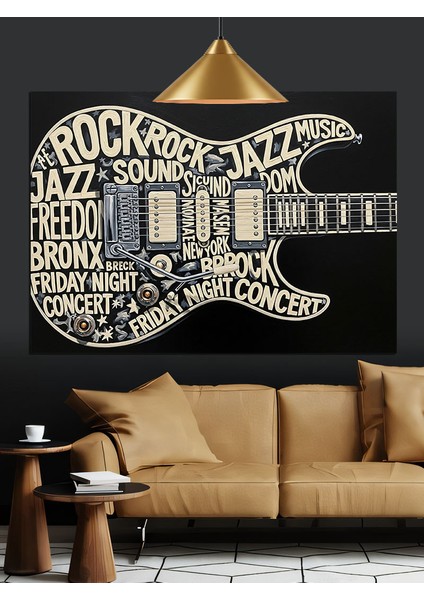 Rock Caz Müzik Afişi Dekoratif Kanvas - Mdf Ahşap Tablo indirimleri