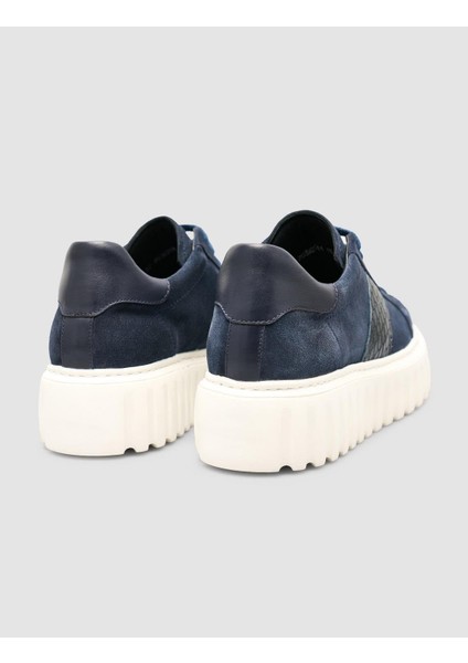 Süet Bağıcıklı Kroko LacivertKadın Sneaker Ayakkabı modelleri