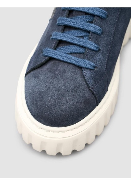 Süet Bağıcıklı Kroko LacivertKadın Sneaker Ayakkabı