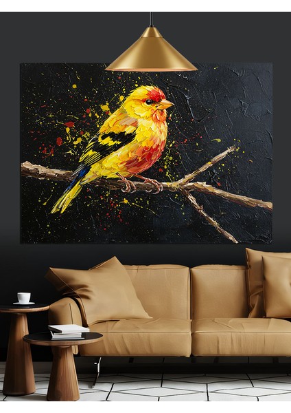 Parlak Sarı Kanarya Kuşu Dekoratif Kanvas - Mdf Ahşap Tablo fiyatları