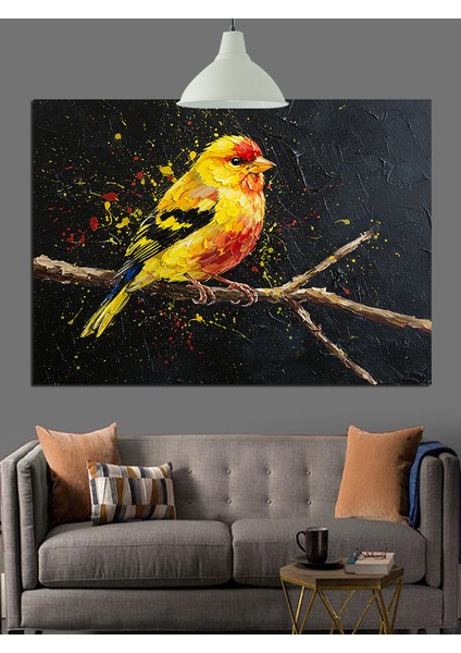 Parlak Sarı Kanarya Kuşu Dekoratif Kanvas - Mdf Ahşap Tablo fırsatları