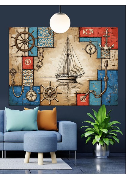 Yelkenli Tekne ve Simgeler Dekoratif Kanvas - Mdf Ahşap Tablo indirimleri