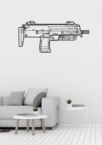H&k Mp-7 Makineli Tüfek Desenli Dekoratif Metal Duvar Süsü