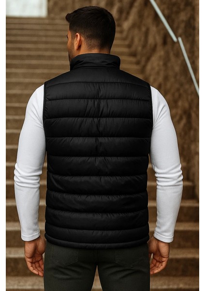 Erkek Cepli Kışlık Fermuarlı Basic Siyah Şişme Yelek indirimleri