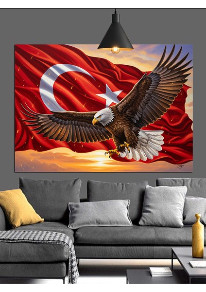 Türk Bayrağı ve Kartal Dekoratif Kanvas - Mdf Ahşap Tablo fiyatları