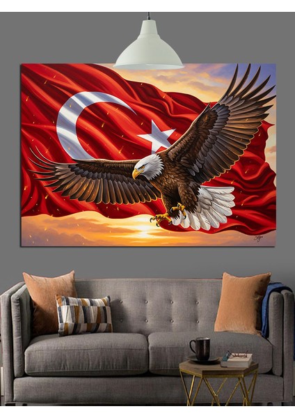 Türk Bayrağı ve Kartal Dekoratif Kanvas - Mdf Ahşap Tablo modelleri
