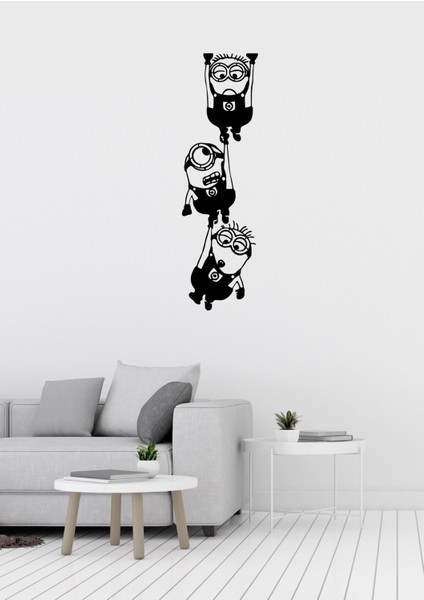 Minions Figürlü Üçlü Dekoratif Metal Duvar Süsü