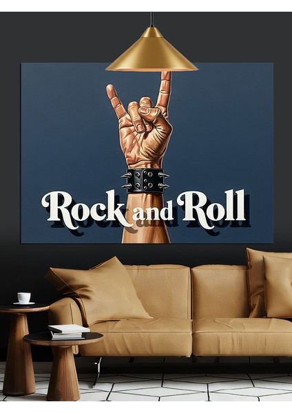Rock And Roll El Hareketi Dekoratif Kanvas - Mdf Ahşap Tablo