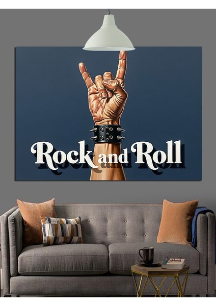 Rock And Roll El Hareketi Dekoratif Kanvas - Mdf Ahşap Tablo modelleri