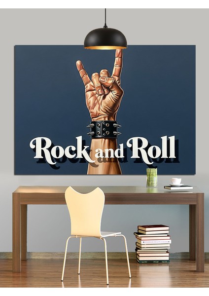 Rock And Roll El Hareketi Dekoratif Kanvas - Mdf Ahşap Tablo fırsatları