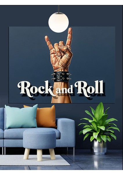 Rock And Roll El Hareketi Dekoratif Kanvas - Mdf Ahşap Tablo indirimleri