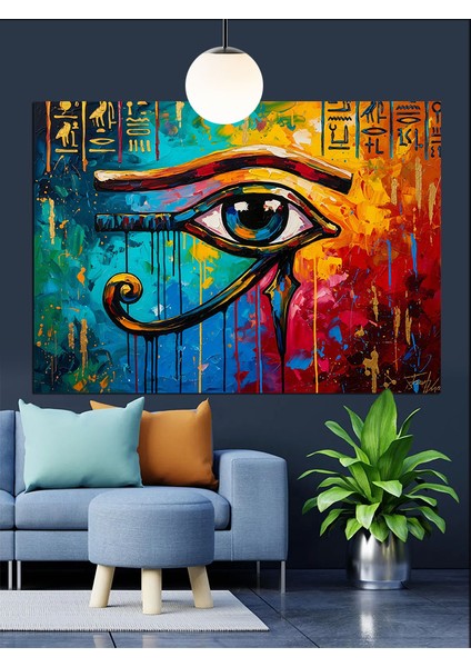 Mavi Göz Mısır Sanatı Dekoratif Kanvas - Mdf Ahşap Tablo fiyatları