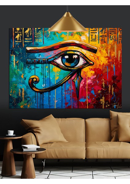Mavi Göz Mısır Sanatı Dekoratif Kanvas - Mdf Ahşap Tablo modelleri