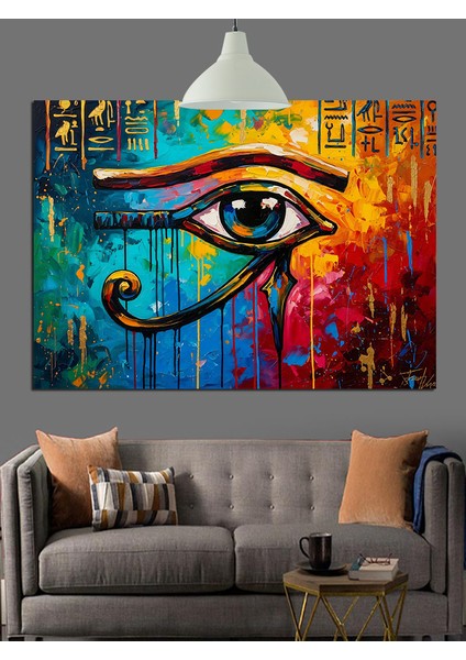 Mavi Göz Mısır Sanatı Dekoratif Kanvas - Mdf Ahşap Tablo indirimleri