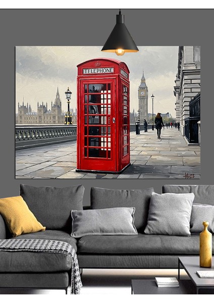 Londra Telefon Kulübesi ve Big Ben Dekoratif Kanvas - Mdf Ahşap Tablo modelleri