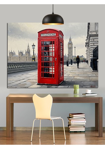 Londra Telefon Kulübesi ve Big Ben Dekoratif Kanvas - Mdf Ahşap Tablo indirimleri