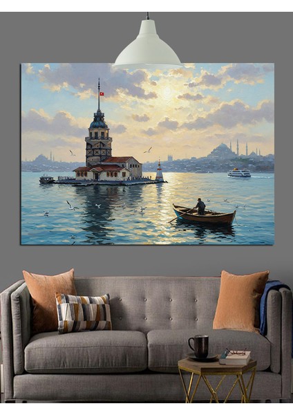 Istanbul Kız Kulesi Deniz Dekoratif Kanvas - Mdf Ahşap Tablo
