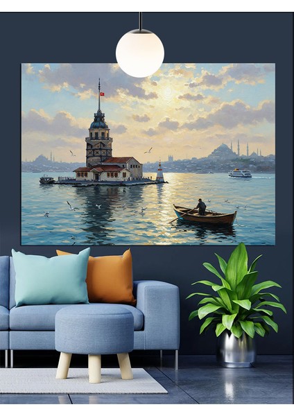 Istanbul Kız Kulesi Deniz Dekoratif Kanvas - Mdf Ahşap Tablo modelleri