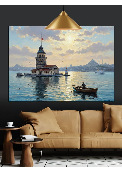 Istanbul Kız Kulesi Deniz Dekoratif Kanvas - Mdf Ahşap Tablo fırsatları