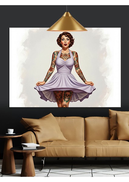 Kısa Elbiseyle Dans Eden Kadın Dekoratif Kanvas - Mdf Ahşap Tablo