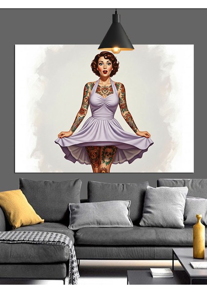 Kısa Elbiseyle Dans Eden Kadın Dekoratif Kanvas - Mdf Ahşap Tablo fiyatları