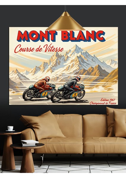 Motosiklet Yarışı Mont Blanc Hız Dekoratif Kanvas - Mdf Ahşap Tablo fiyatları