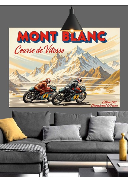Motosiklet Yarışı Mont Blanc Hız Dekoratif Kanvas - Mdf Ahşap Tablo modelleri