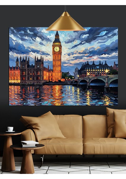Londra Şehir Big Ben Manzarası Dekoratif Kanvas - Mdf Ahşap Tablo fiyatları