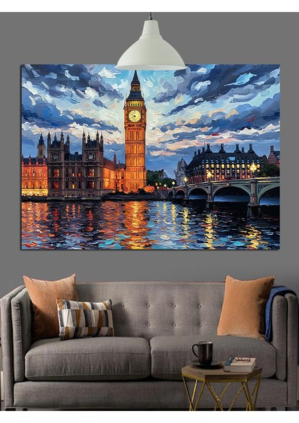 Londra Şehir Big Ben Manzarası Dekoratif Kanvas - Mdf Ahşap Tablo fırsatları