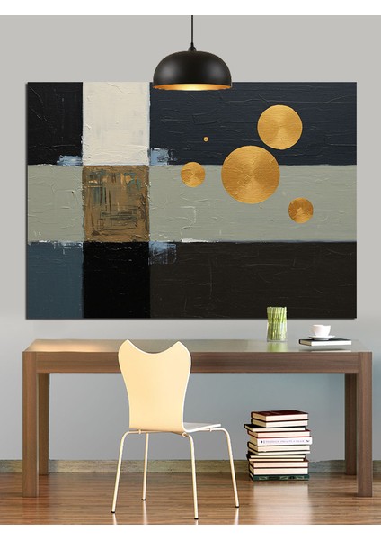 Soyut Geometrik Doku Desen Dekoratif Kanvas - Mdf Ahşap Tablo