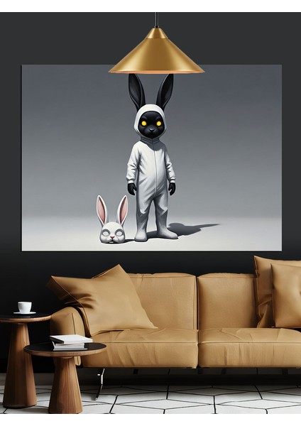 Korkunç Tavşan Dekoratif Kanvas - Mdf Ahşap Tablo
