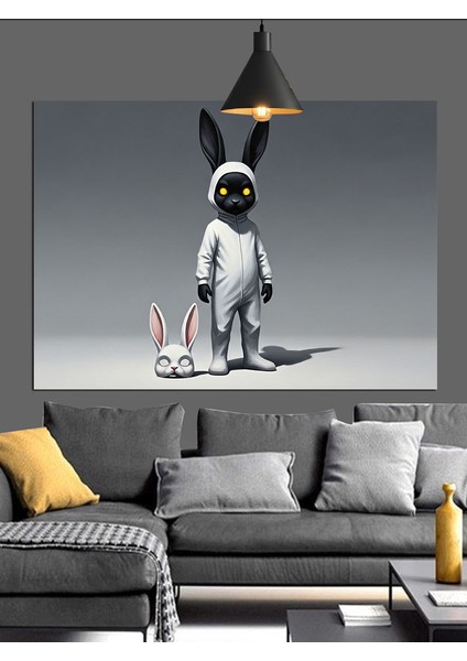 Korkunç Tavşan Dekoratif Kanvas - Mdf Ahşap Tablo fiyatları