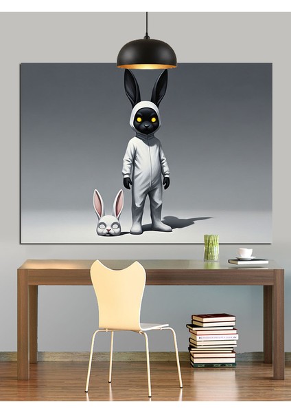 Korkunç Tavşan Dekoratif Kanvas - Mdf Ahşap Tablo fırsatları
