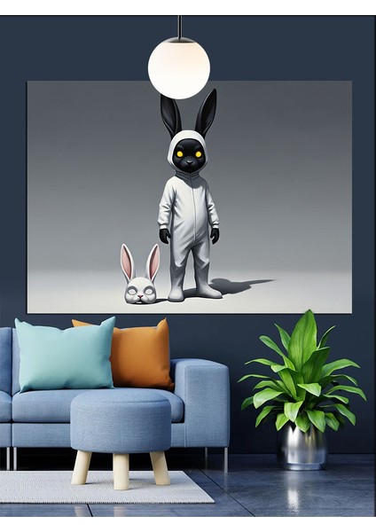 Korkunç Tavşan Dekoratif Kanvas - Mdf Ahşap Tablo indirimleri
