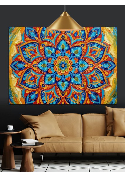 Mandala Geometrik Desenler Renkli Dekoratif Kanvas - Mdf Ahşap Tablo fiyatları