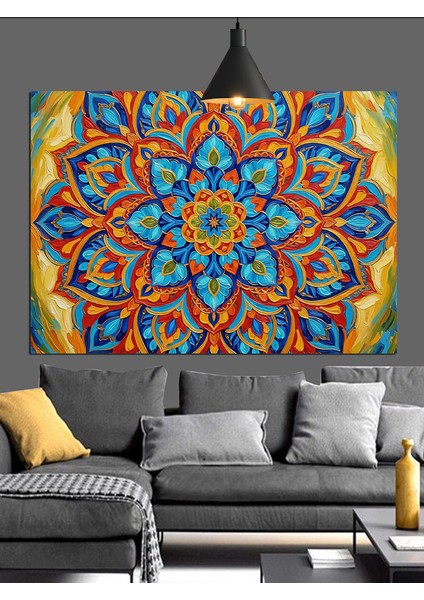 Mandala Geometrik Desenler Renkli Dekoratif Kanvas - Mdf Ahşap Tablo modelleri