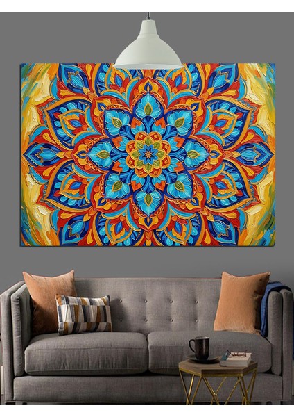 Mandala Geometrik Desenler Renkli Dekoratif Kanvas - Mdf Ahşap Tablo fırsatları