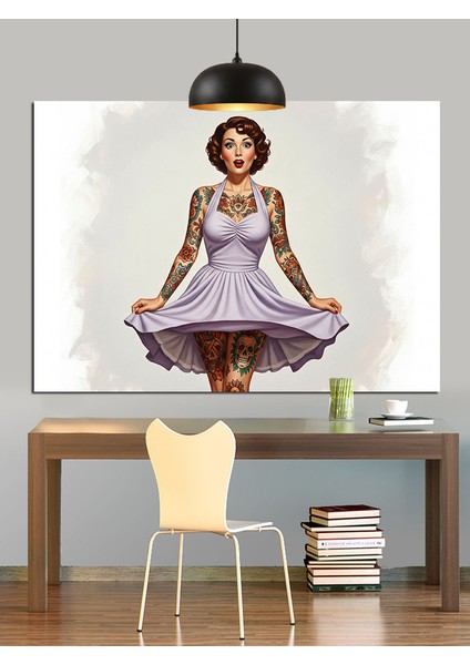 Kısa Elbiseyle Dans Eden Kadın Dekoratif Kanvas - Mdf Ahşap Tablo fırsatları