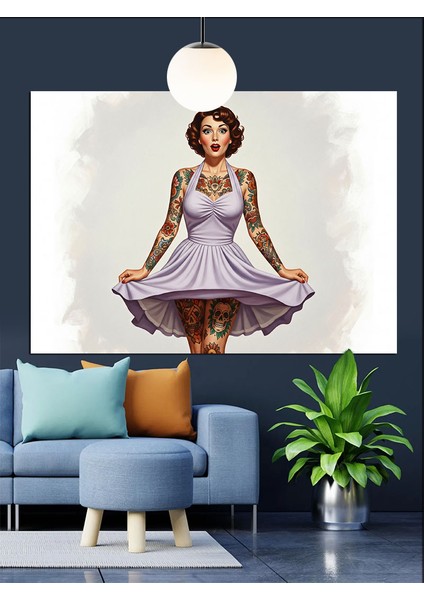 Kısa Elbiseyle Dans Eden Kadın Dekoratif Kanvas - Mdf Ahşap Tablo indirimleri