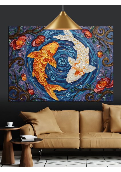 Yin Yang Balık Simge Dekoratif Kanvas - Mdf Ahşap Tablo indirimleri