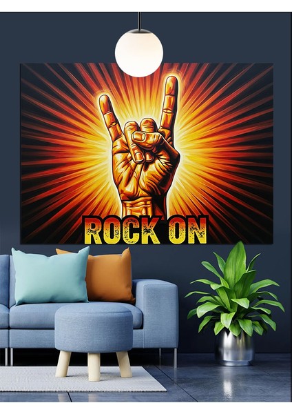 Rock On El Işareti Dekoratif Kanvas - Mdf Ahşap Tablo modelleri