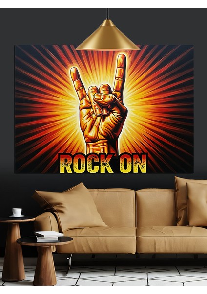 Rock On El Işareti Dekoratif Kanvas - Mdf Ahşap Tablo fırsatları