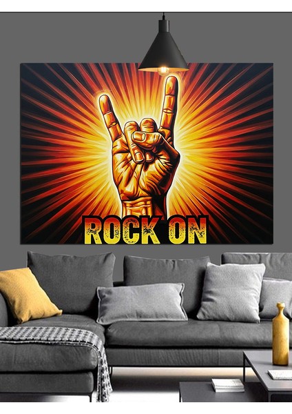 Rock On El Işareti Dekoratif Kanvas - Mdf Ahşap Tablo indirimleri
